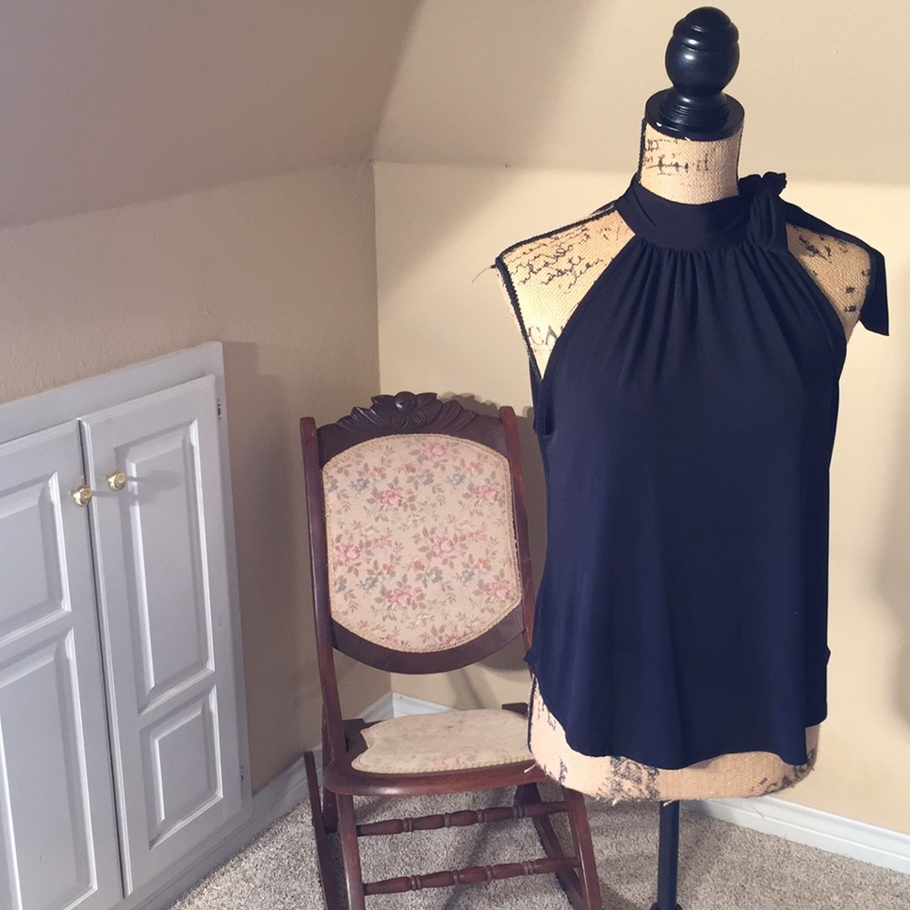 Black, tie neck, tank top